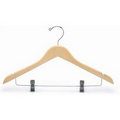 Flat Wooden Suit Hanger w/Clips